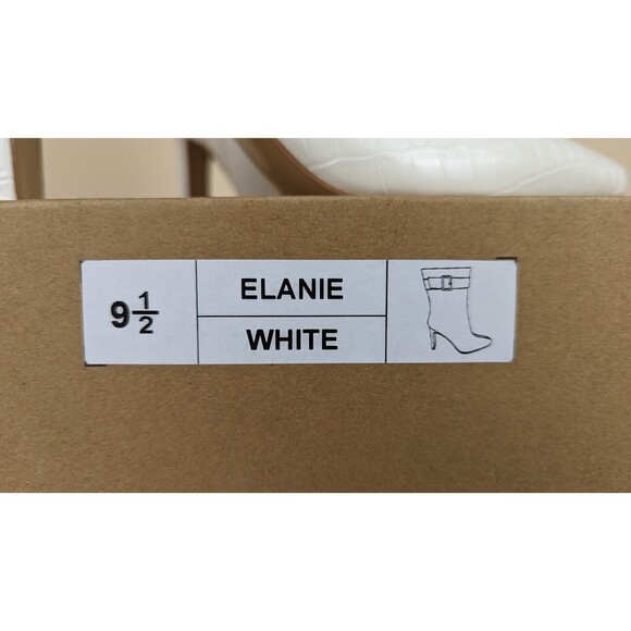 Journee Collection Elanie Heeled Boots Womens 9.5 M White Faux Croc Shoes NWB - Picture 12 of 15